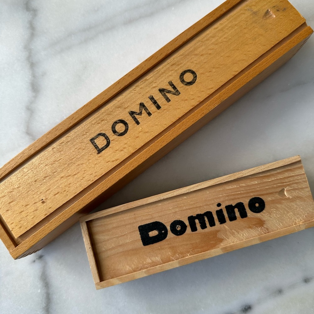 Vintage Dominos Wooden Box Set of Two